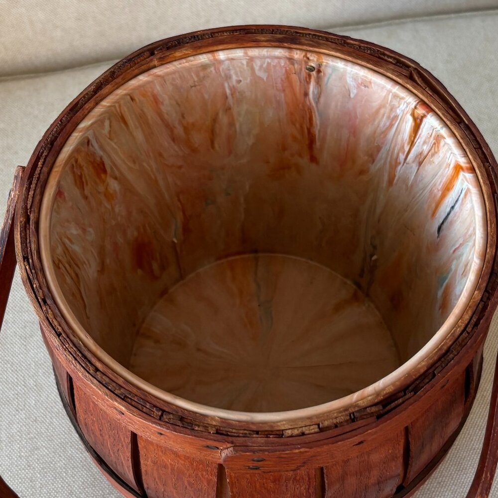 Vintage Peterboro Basket Co.Wooden Lidded Bucket Barrel - Picture 8 of 12